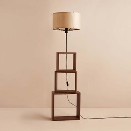 Opviq AYD-3470 Lámpara de Pie de Madera y Tela Beige